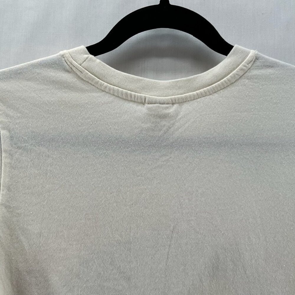 Darling Blue Cropped Shirt Womens XS Crew Neck Cuffed Go Wild West Graphic Cream - Picture 5 of 9